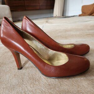 Nine West pumps in caramel